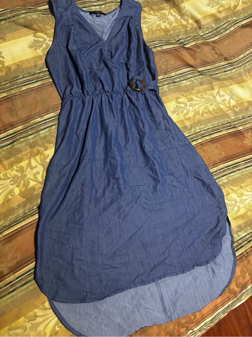 NAIF Blue Hi-Low Sleeveless Dress with Ring Belt
